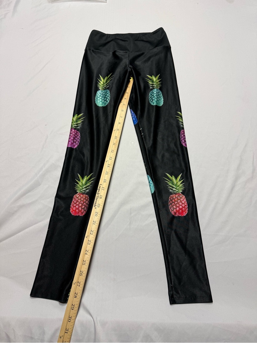 Goldsheep Black Leggings with Colorful Pineapple Print